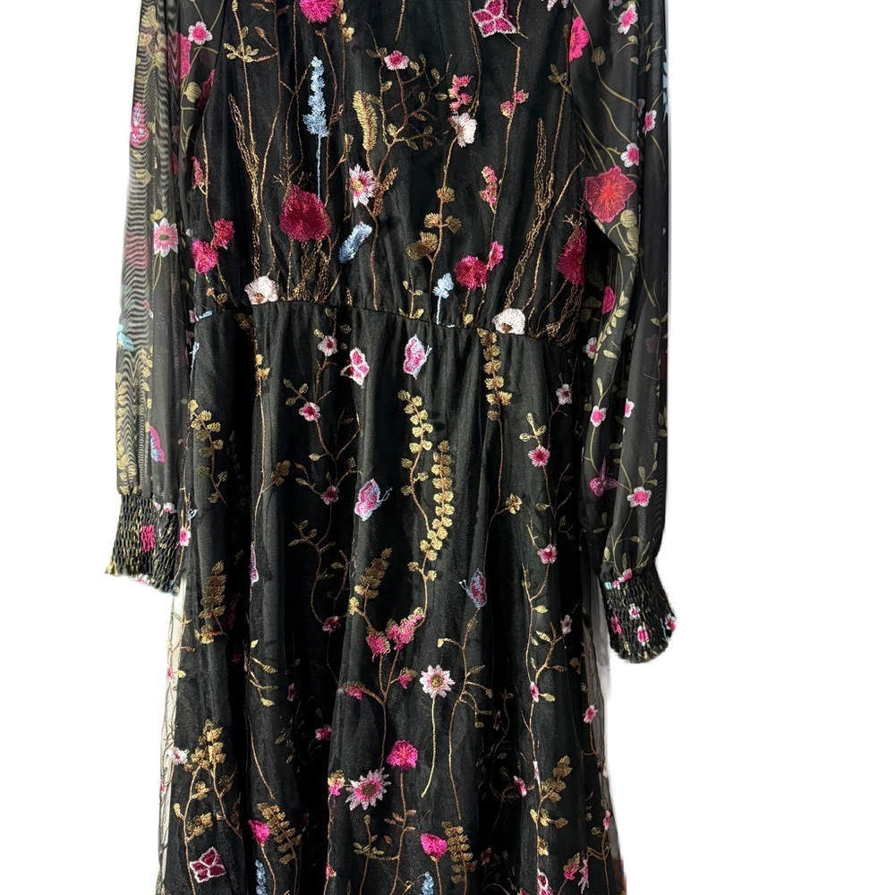Floral Embroidered Black Dress